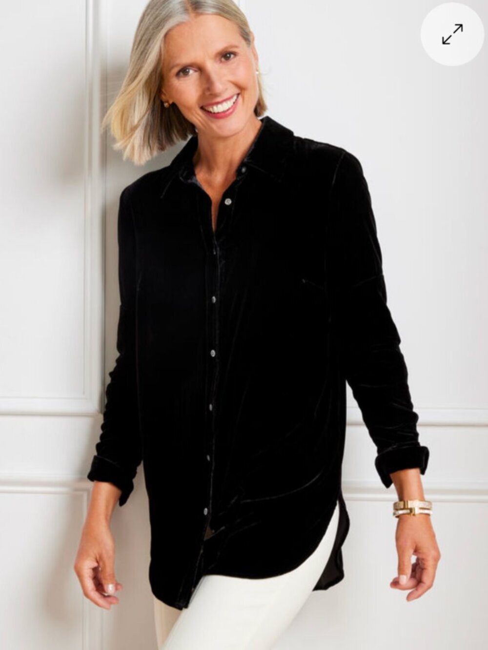 NWT Talbots Effortless Velvet Boyfriend Shirt Blouse Size M